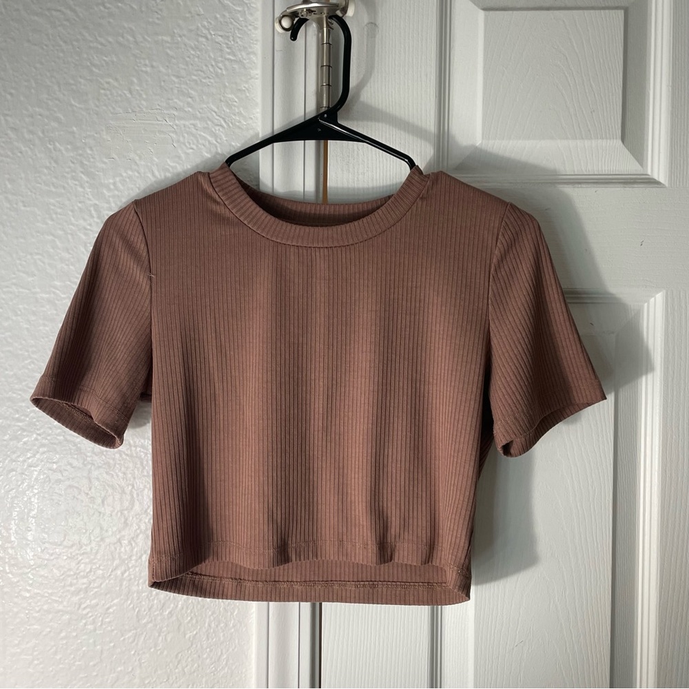 Brown White Fox Crop Top